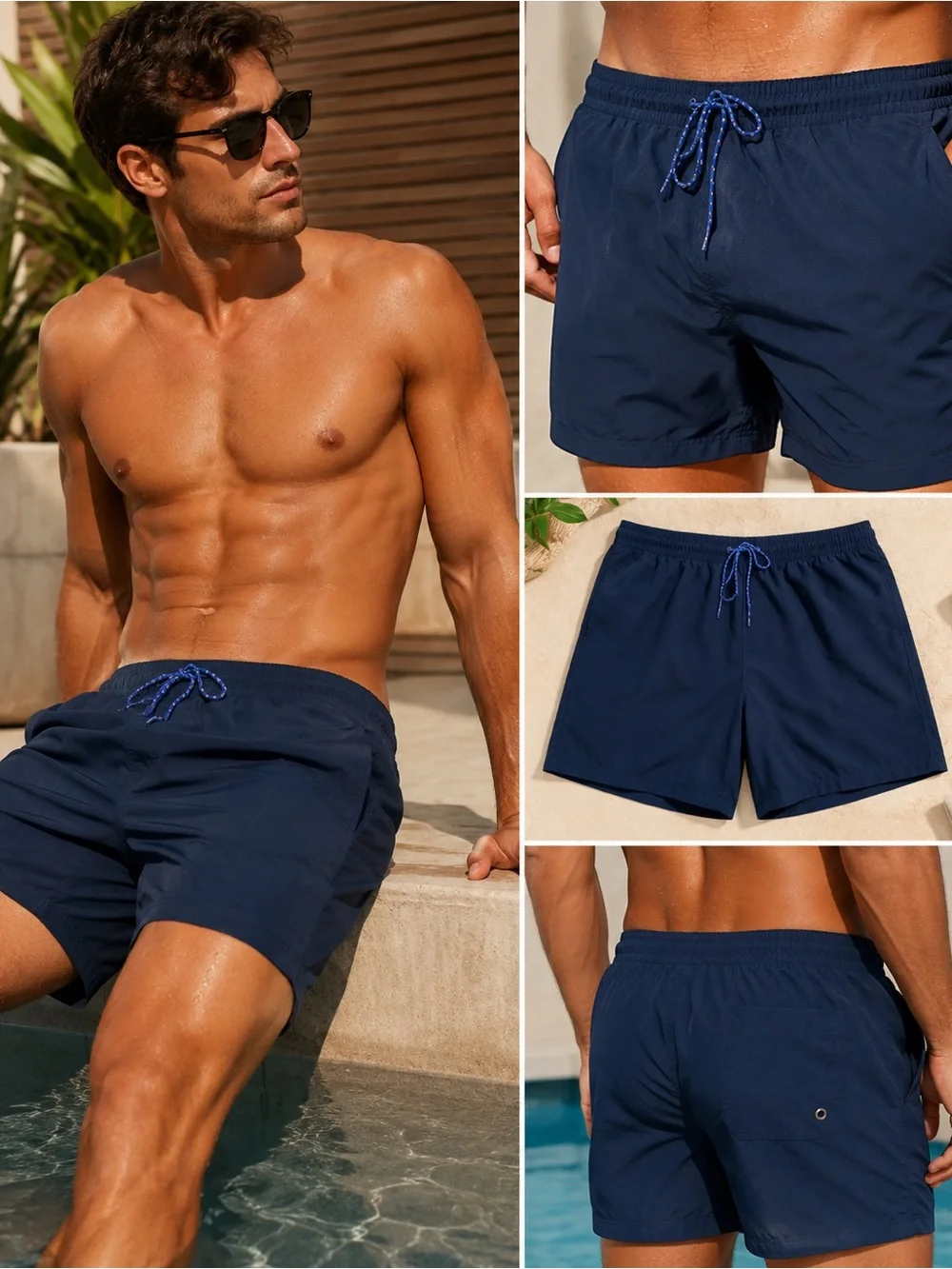 Old Navy Navy Swim Trunks with Blue Contrast Drawstring